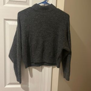 Grey mock neck cropped sweater